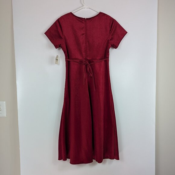 VTG Bonnie Jean Red Velvet Rosette Holiday Christmas Dress Girls 14 - Picture 2 of 8